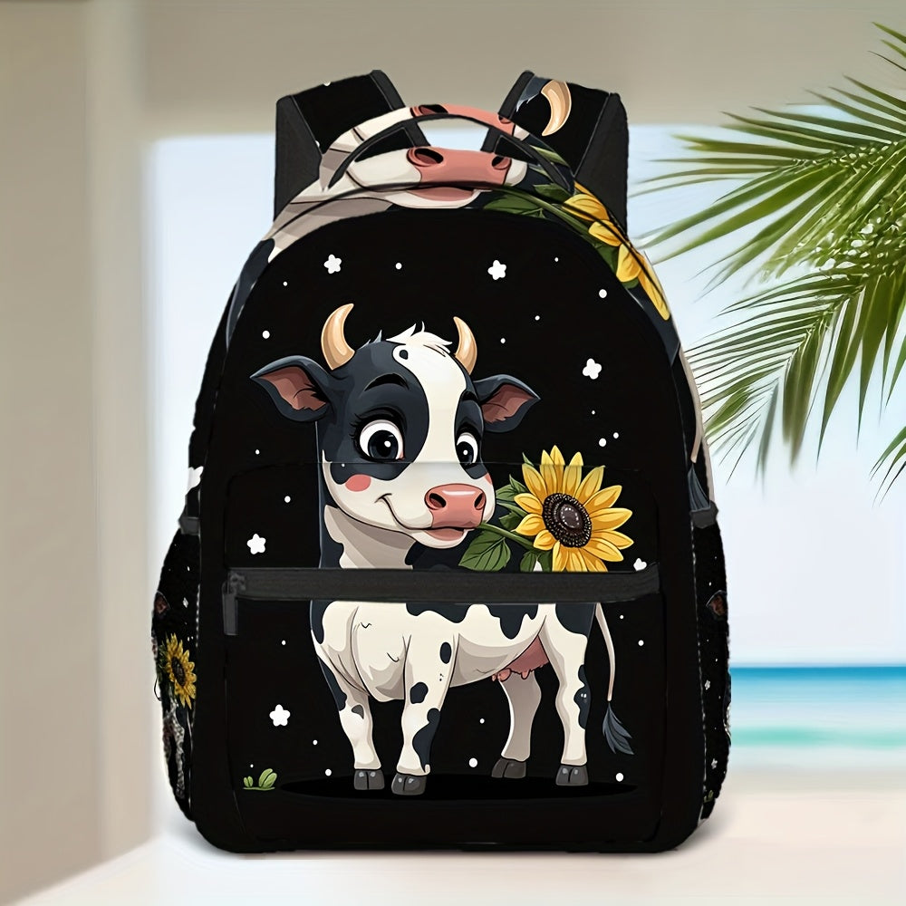 Cute Cow Sunflower Backpack - Lightweight for Travel and School