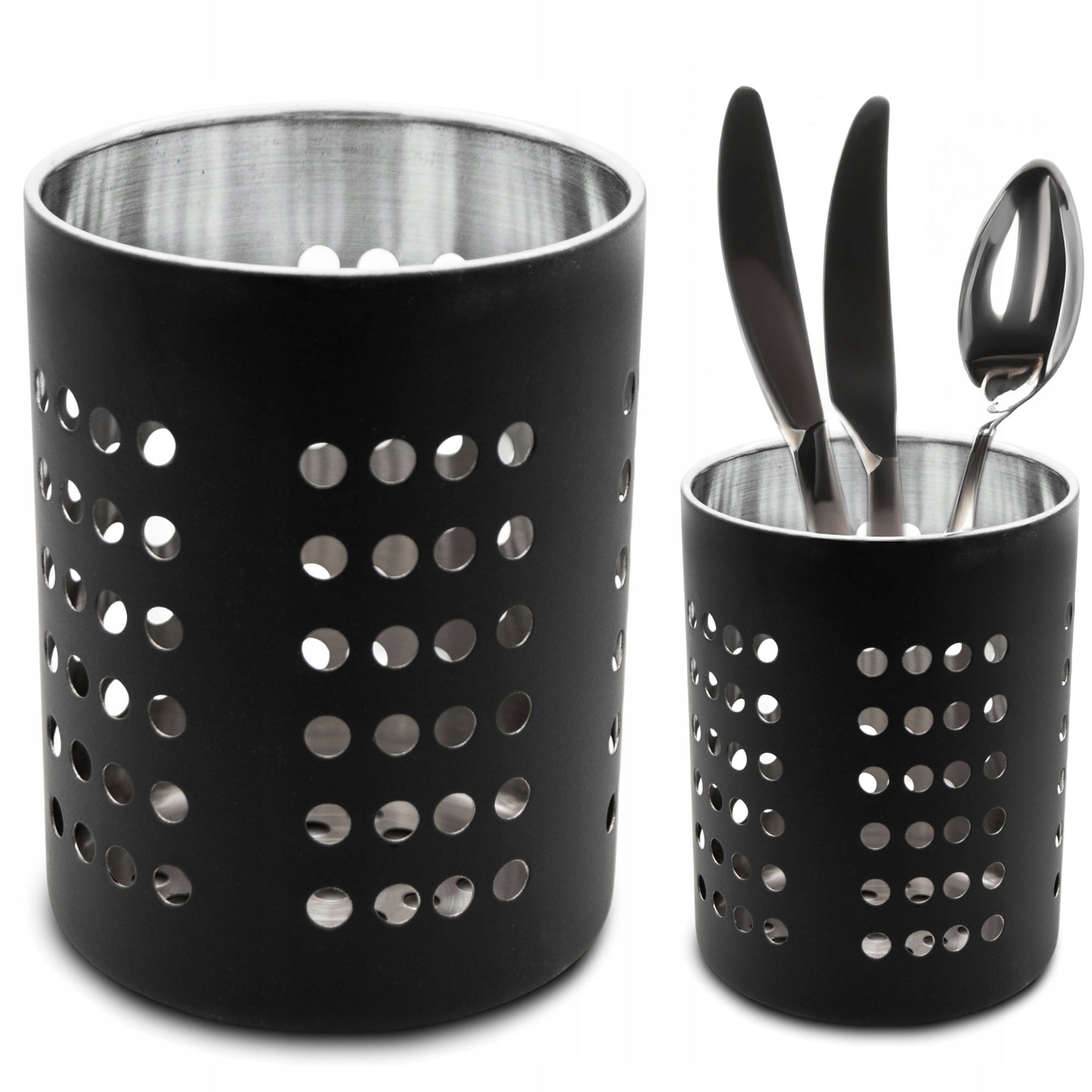 Cutlery Dryer Basket Round Black Stainless