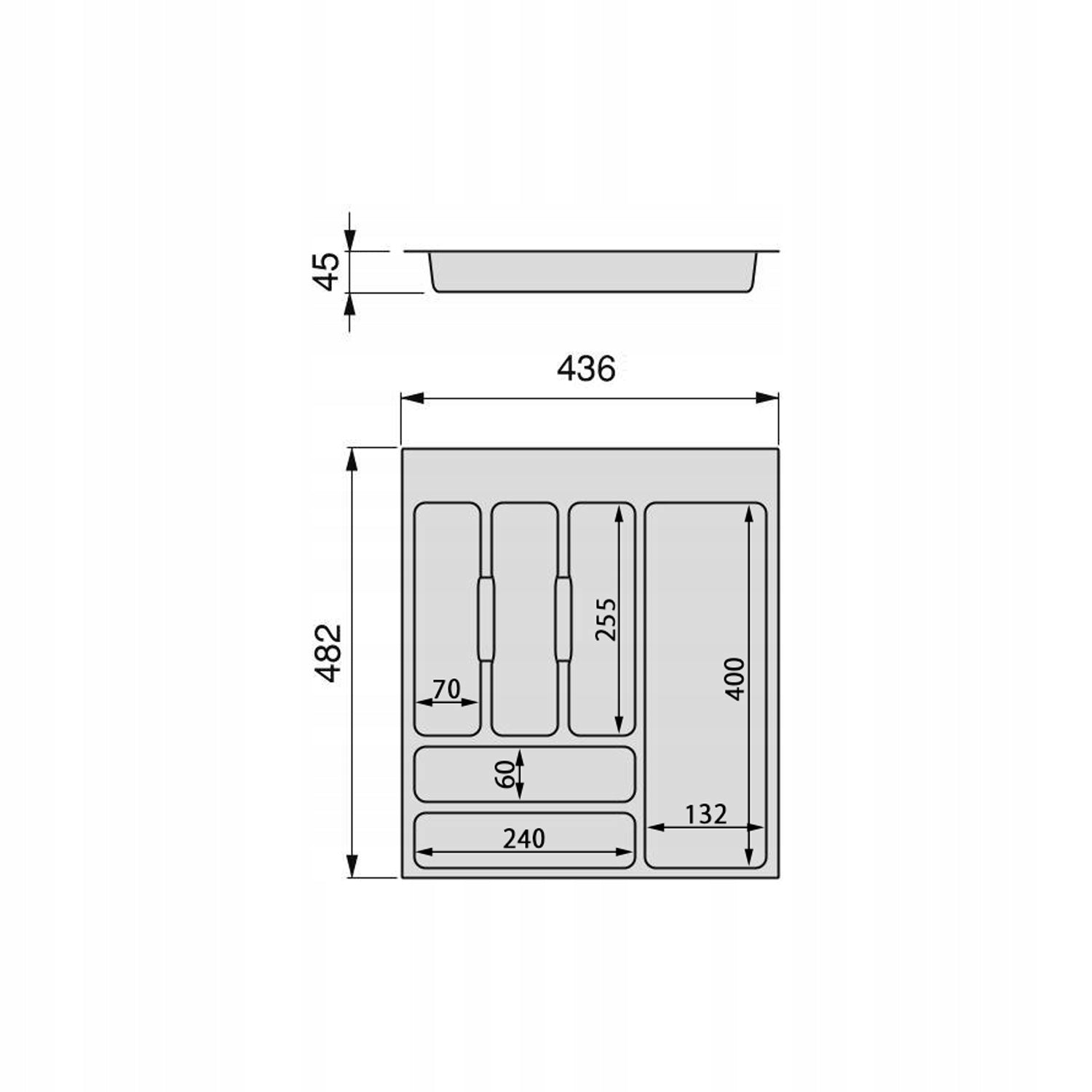 Cutlery insert for drawer 50 OPTIMA EMUCA antra Number of pieces 1 pcs