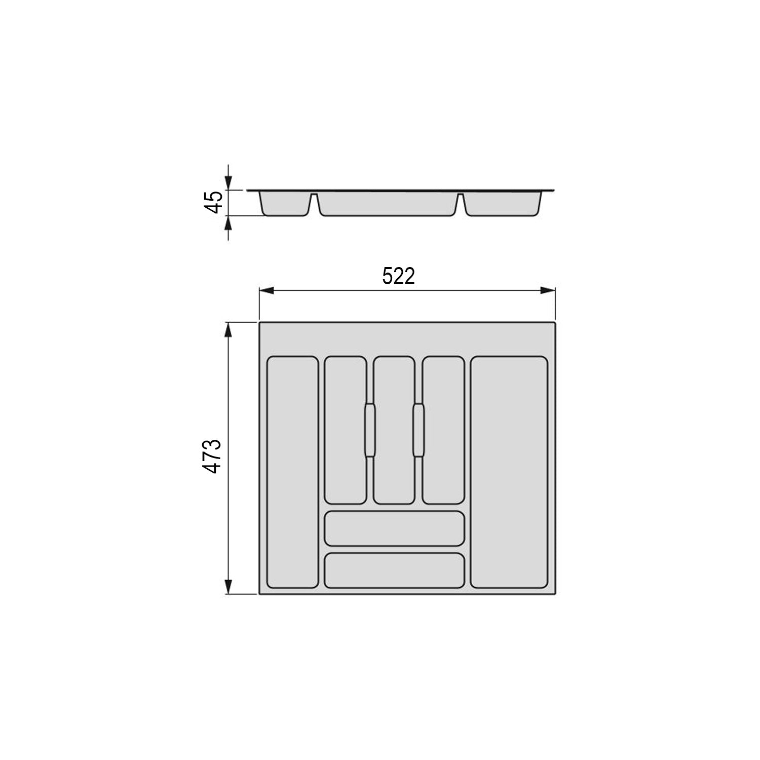 Cutlery insert for drawer 60 OPTIMA EMUCA white Kind drawer organizer