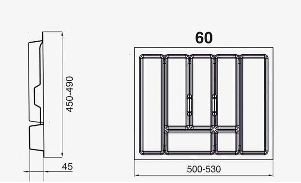 Cutlery insert for drawer Organizer 60 white Manufacturer code WS-60/490B/DOC