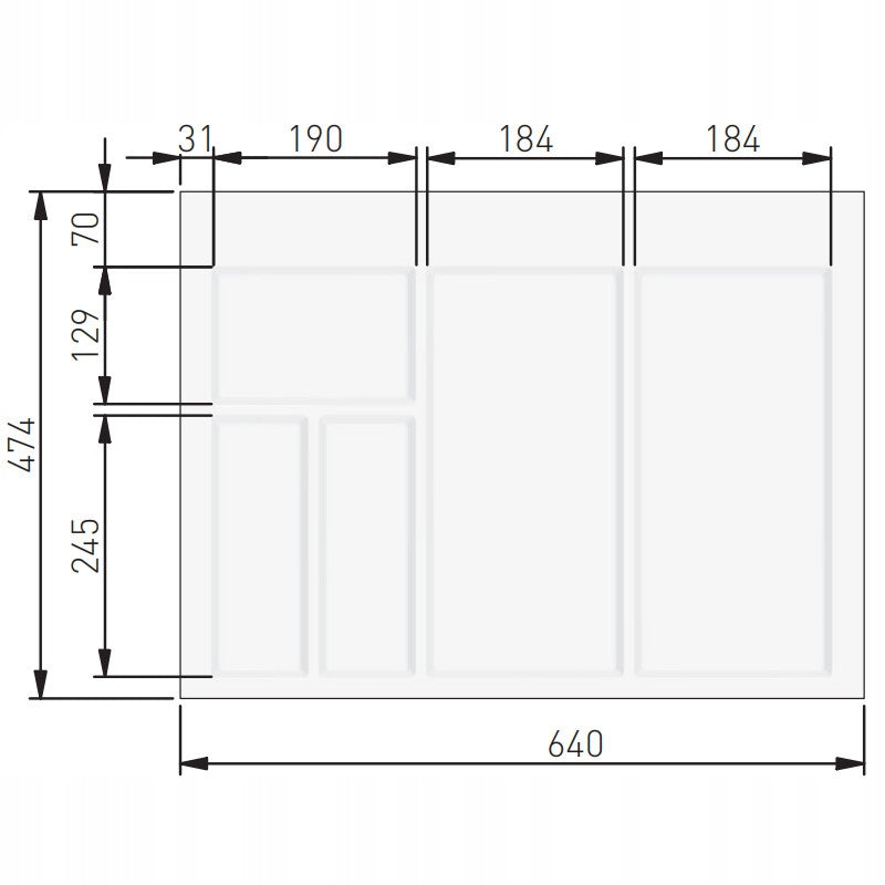 Cutlery organizer GTV drawer insert 70 anthracite AXISPACE 640x474 mm EAN (GTIN) 5902801649349