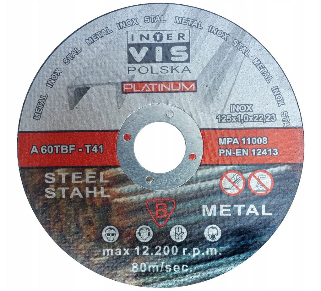 Cutting disc for metal stainless steel 125mm / 1.0mm thin INTER-VIS Platinum Manufacturer code IV-125-10
