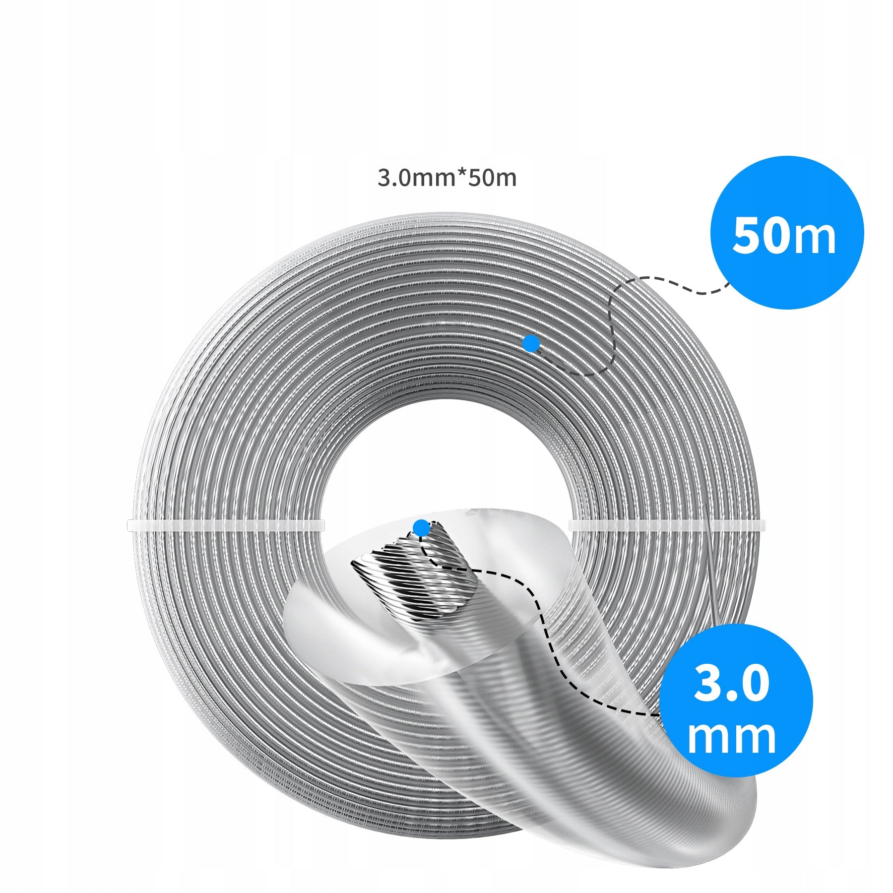 Cutting line with wire 3 mm 50 m for trimmer scythe reinforced Packaging status original