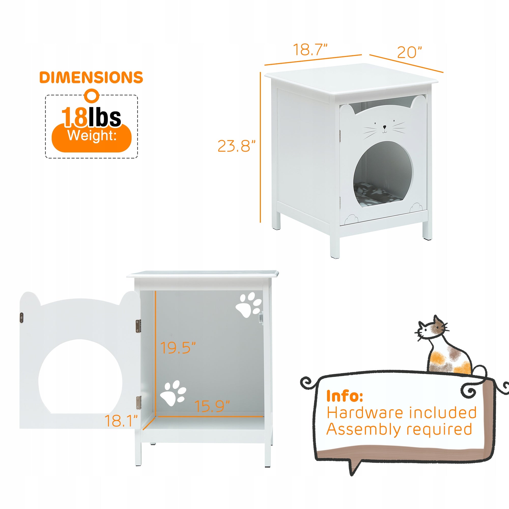 Cuvette Modern for Cat, Cottage, Cabinet Length 50 cm