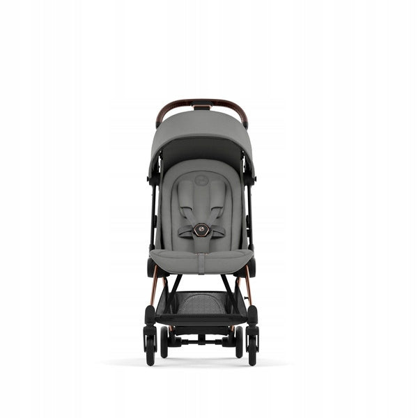 Cybex Coya Stroller Frame Rosegold Mirage Grey Color shades of gray and silver shades of yellow and gold