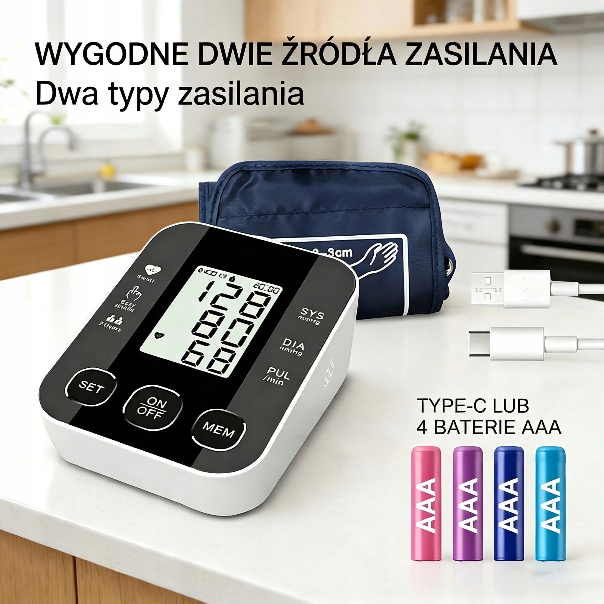 Cyfrowy ciśnieniomierz ramienny, duży ekran, pamięć pomiarów dla dwóch osób Packaging status original