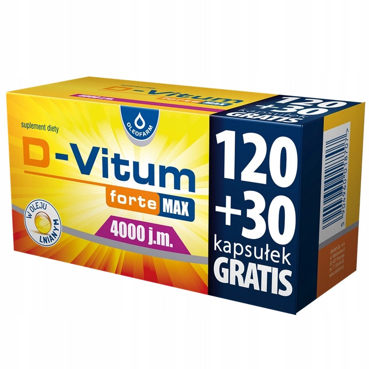 D-Vitum forte Max 4000 IU vitamin D3, 120 caps. + 30 FREEBIE