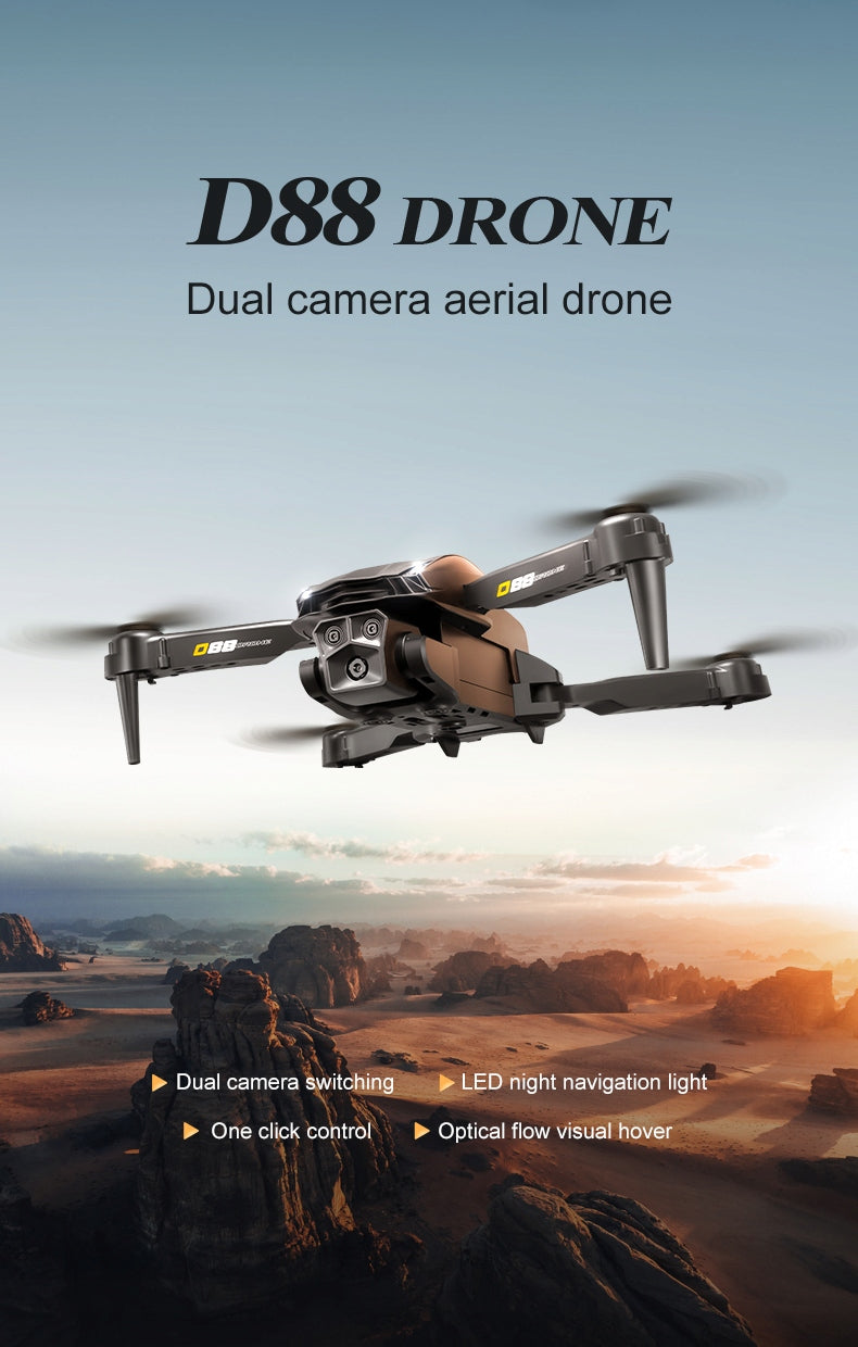 D88 Dual Camera Drone: Optical Flow Hover & 90° Adjustable Lens Packaging status original