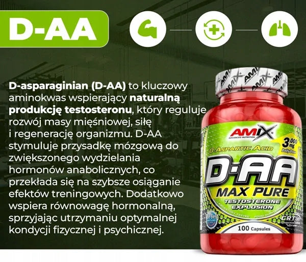 DAA aspartic acid D 3000 mg 100 capsules testosterone libido amino acid Expiration date at least 1 year from the date of purchase