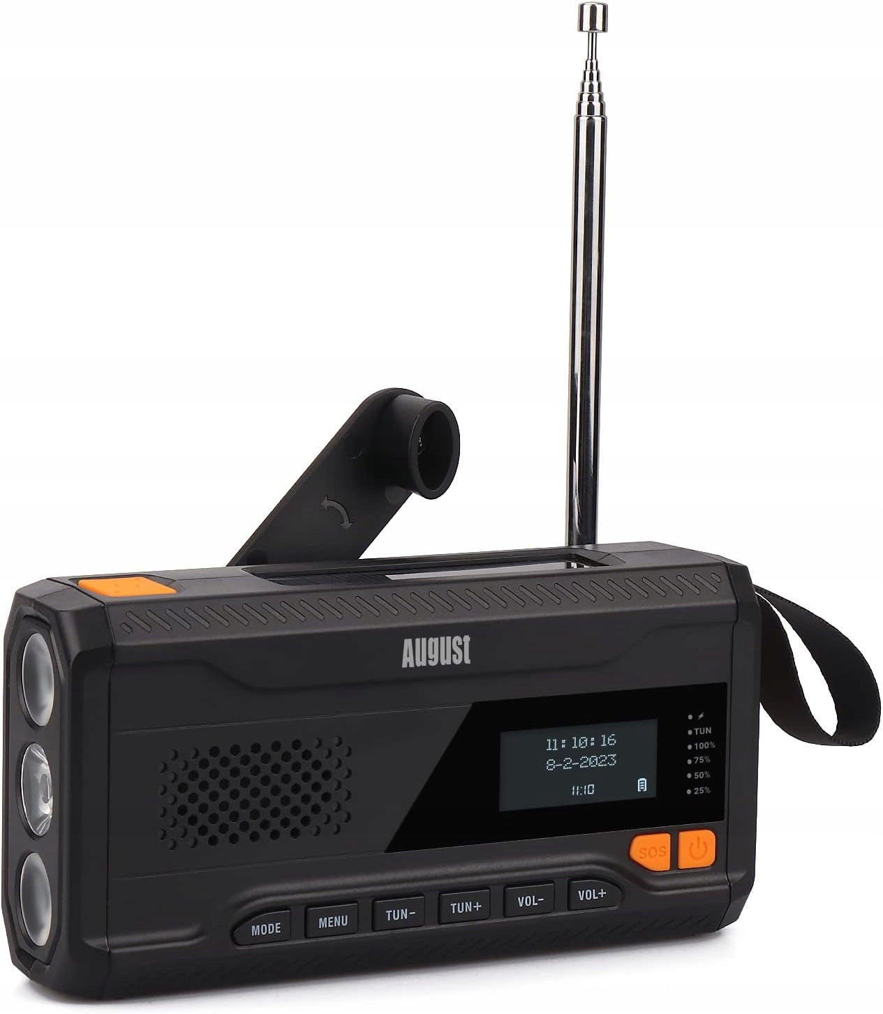 DAB Radio Bluetooth Solar Survival Flashlight SOS Powerbank August MB290