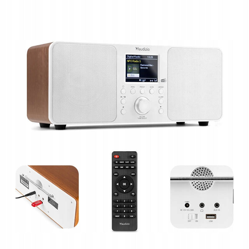 DAB+ radio FM tuner bluetooth white Audizio for kitchen living room bedroom office