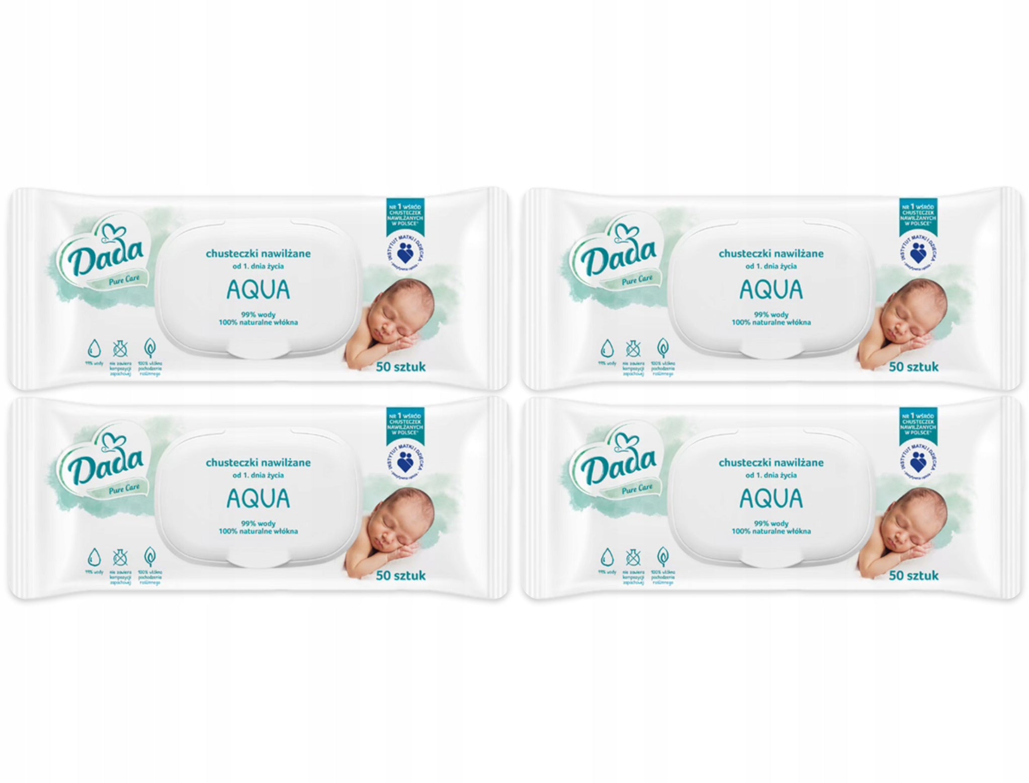 DADA Pure Care AQUA wet wipes 4 x 50 pcs.