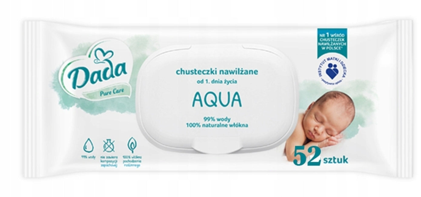 DADA WET WIPES 99% WATER AQUA 8x52 = 416 pcs. Manufacturer code water wipes - wodne chusteczki