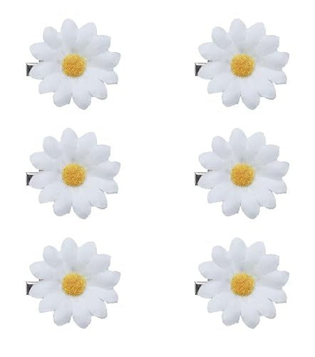 DAISY HAIR CLIPS WOMEN'S SUMMER WHITE YELLOW SET OF 6 Brand no brand