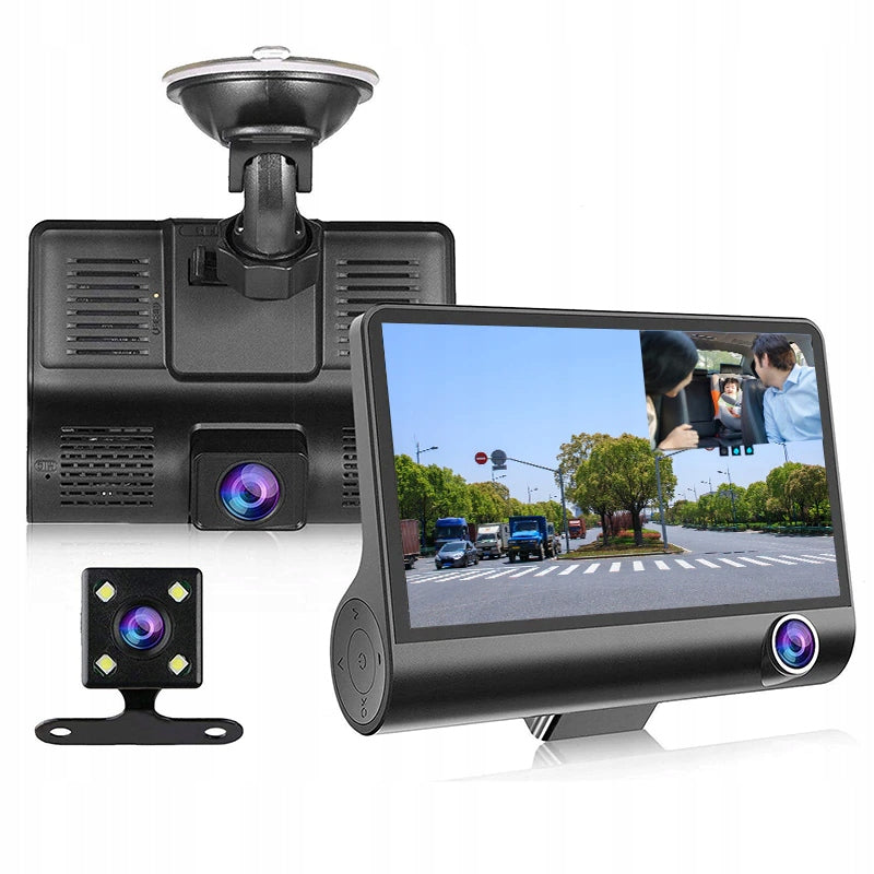 DASH CAM DRIVING VIDEO RECORDER 3 CAMERAS REVERSING CAMERA Packaging status original