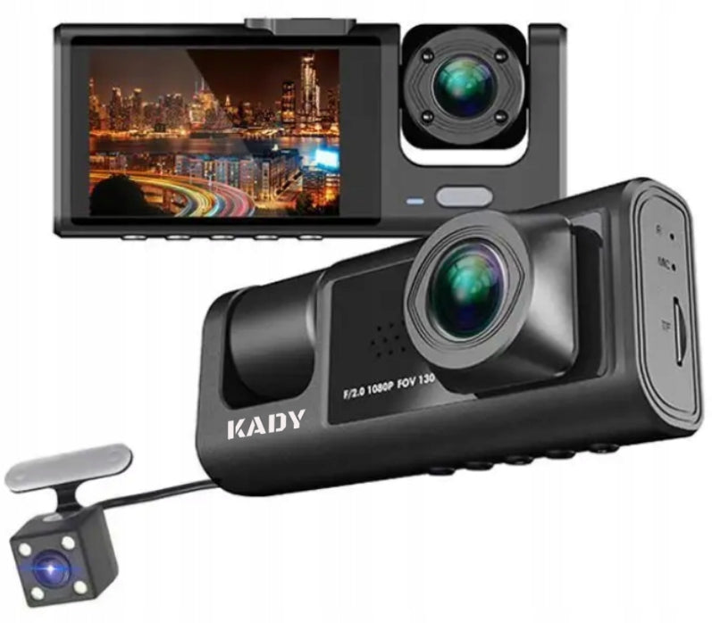 DASH CAM RECORDER KADY FULL HD 3 LENSES FOR TAXI UBER BOLT Manufacturer code KADY X3