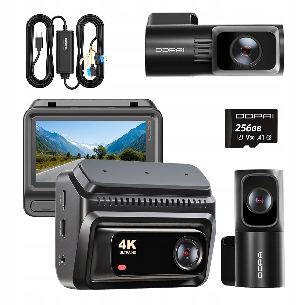 DDPAI DASH CAM Z60T 4K FRONT INTERIOR REAR + HARDWIRE KIT + 256GB