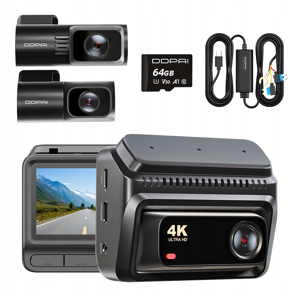 DDPAI DASH CAM Z60T 4K FRONT INTERIOR REAR + HARDWIRE KIT + 64GB