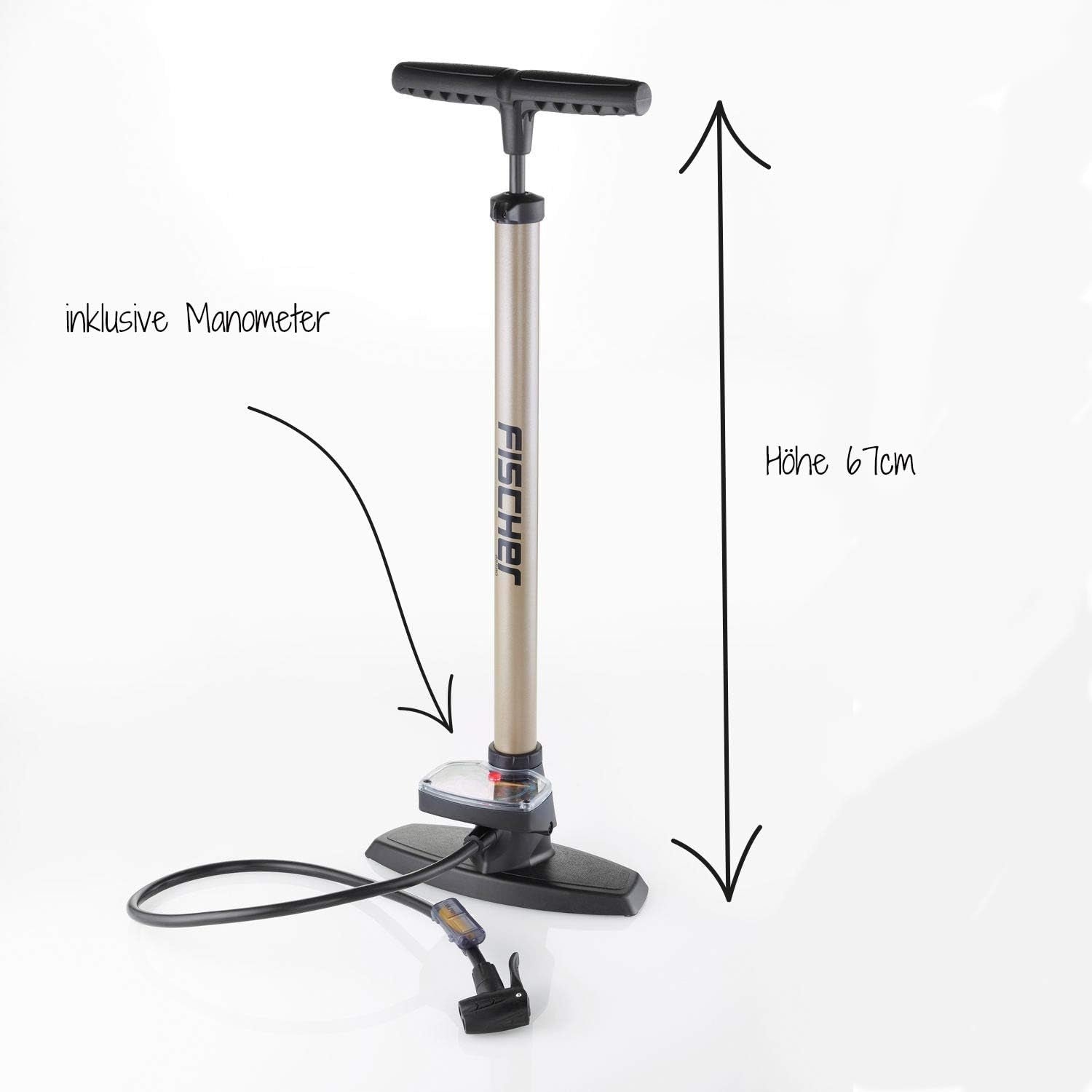 DECENT MANUAL STRONG BICYCLE FISHER STANDING PUMP - BLACK + ADAPTERS Dominant material metal