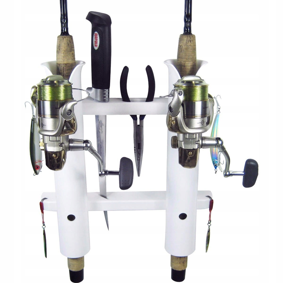 DECK RACK HANGER FOR 2 RODS / ROD HOLDER WHITE FOR MOTORBOAT