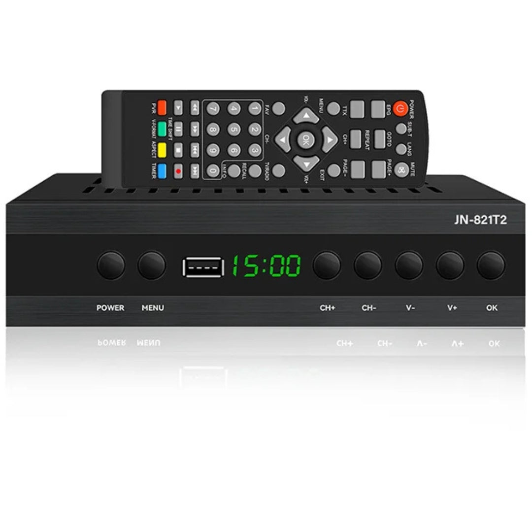DECODER TUNER DVB-T DVB-T2 DVB-C TERRESTRIAL TV RECEIVER SET REMOTE CONTROL Manufacturer code ODBIORNIK TELEWIZYJNY FULL HD ZESTAW