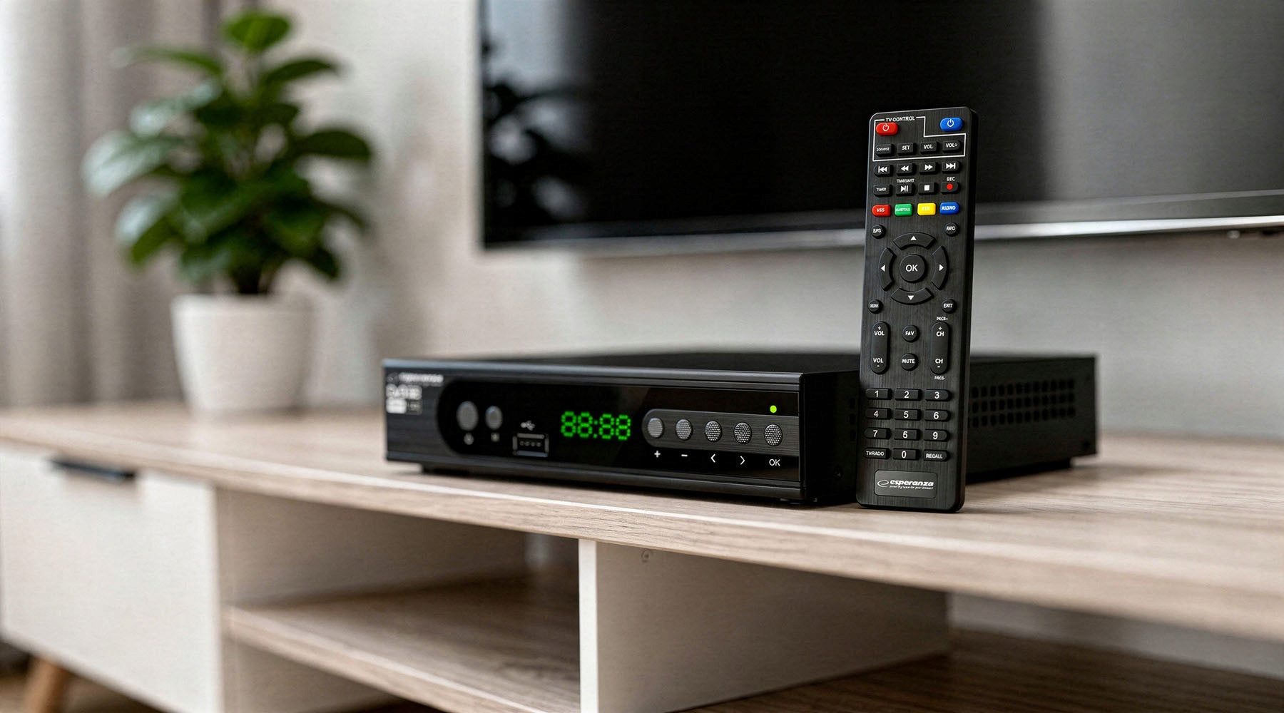 DECODER TV TUNER FOR TERRESTRIAL TV HD DVB-T2 HEVC H.265 REMOTE CONTROL Packaging status original