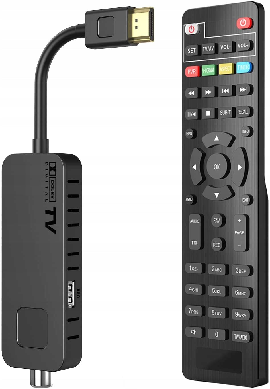 DECODER TV TUNER HD DVB-T2 & DVB-C HEVC H.265 MINI STICK PVR RECORDING Packaging status original