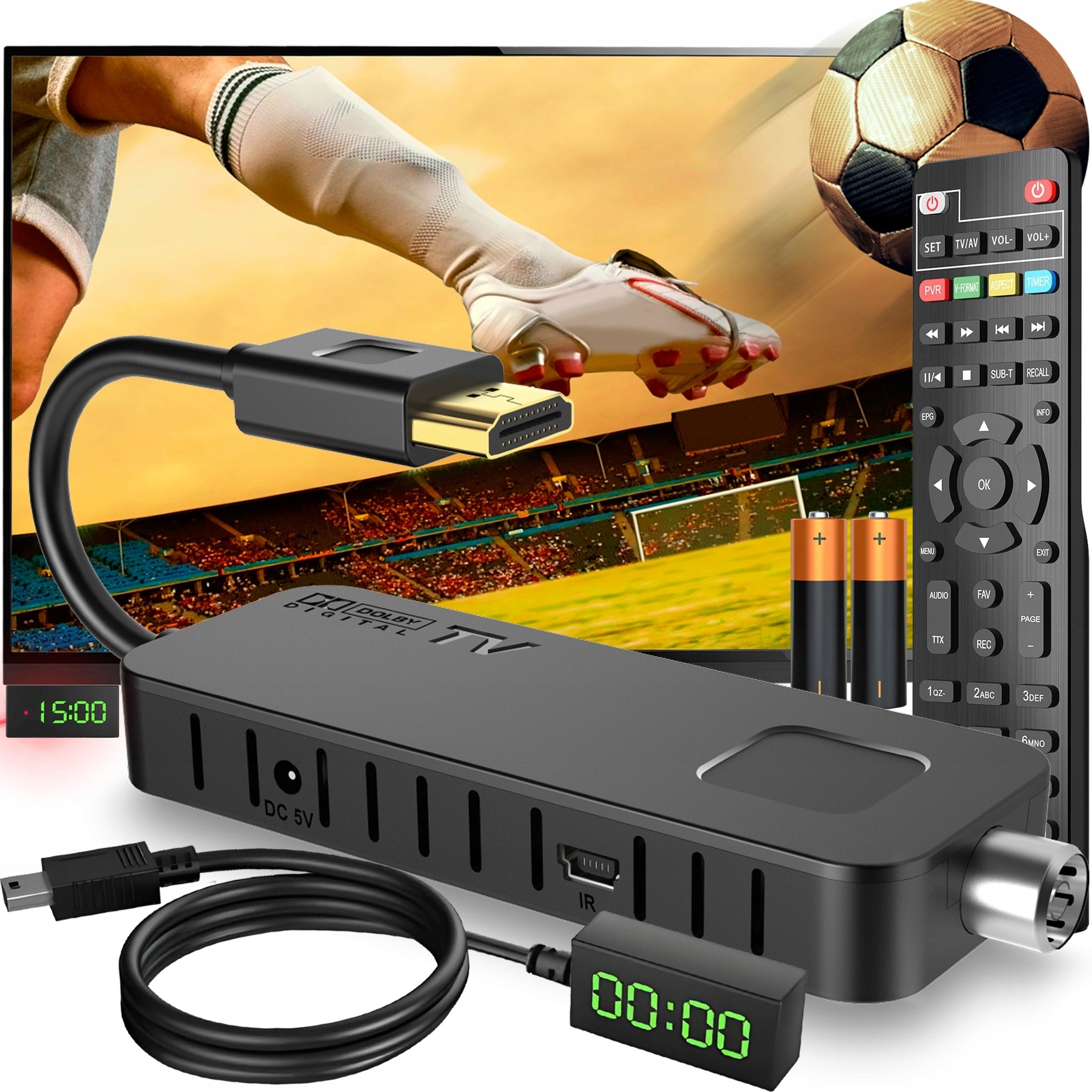 DECODER TV TUNER HD DVB-T2 & DVB-C HEVC H.265 MINI STICK PVR RECORDING