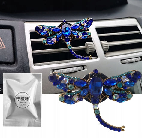 DECORATION FRAGRANCE FOR CAR CRYSTAL DRAGONFLY Blue Gift Shiny Beauty