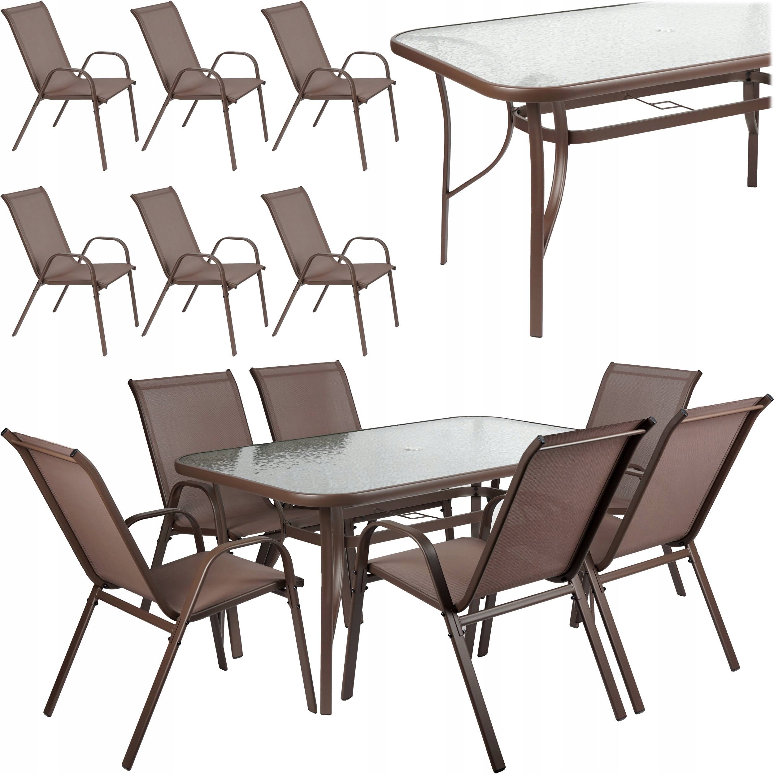 DECORATIVE GARDEN FURNITURE SET 1XTABLE 6XCHAIR KINDLY BROWN ZENJOY