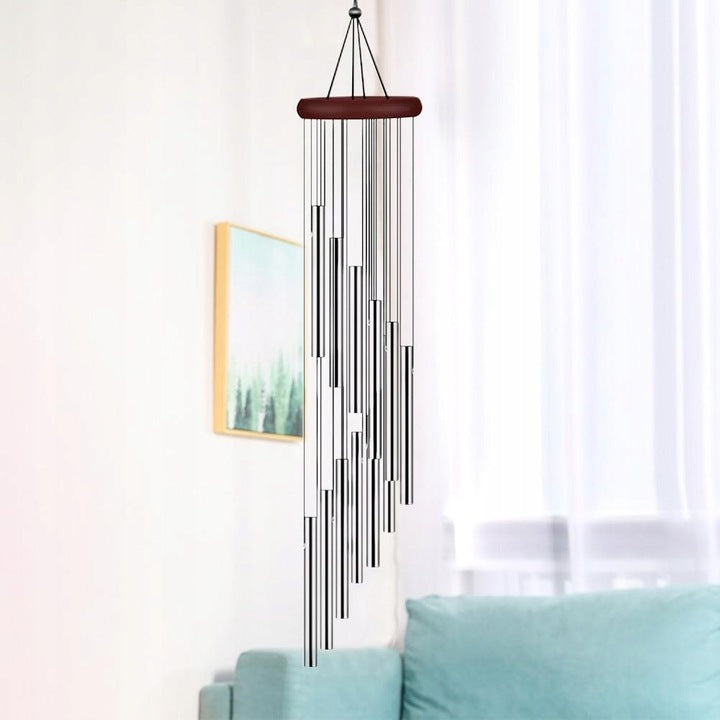 DECORATIVE ROTATING WIND CHIME HANGING 58 cm LENGTH 12 TUBE GONG Manufacturer code dzwonek wietrzny srebrny