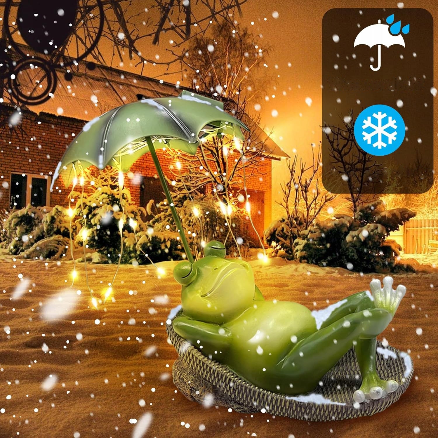 DECORATIVE SOLAR LAMP FROG ON THE DECKCHAIR 8-10H LIGHTING AUTOMATIC Manufacturer no brand