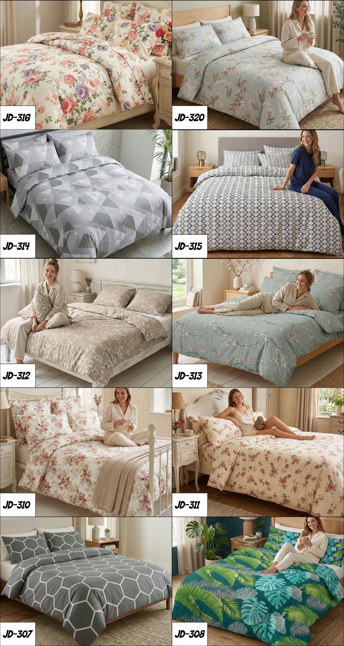 DECORATIVE SPRING BEDDING 140X200 + 2 PILLOWCASES DOUBLE-SIDED SET Brand J&W
