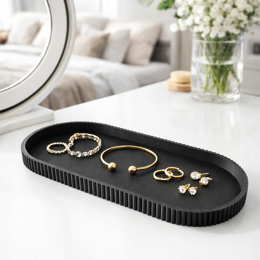 DECORATIVE TRAY MODERN GROOVED 3D PRINTING ELEGANT FOR HOME 20x9 CM Manufacturer code DEKORACYJNA TACKA NOWOCZESNA RYFLOWANA