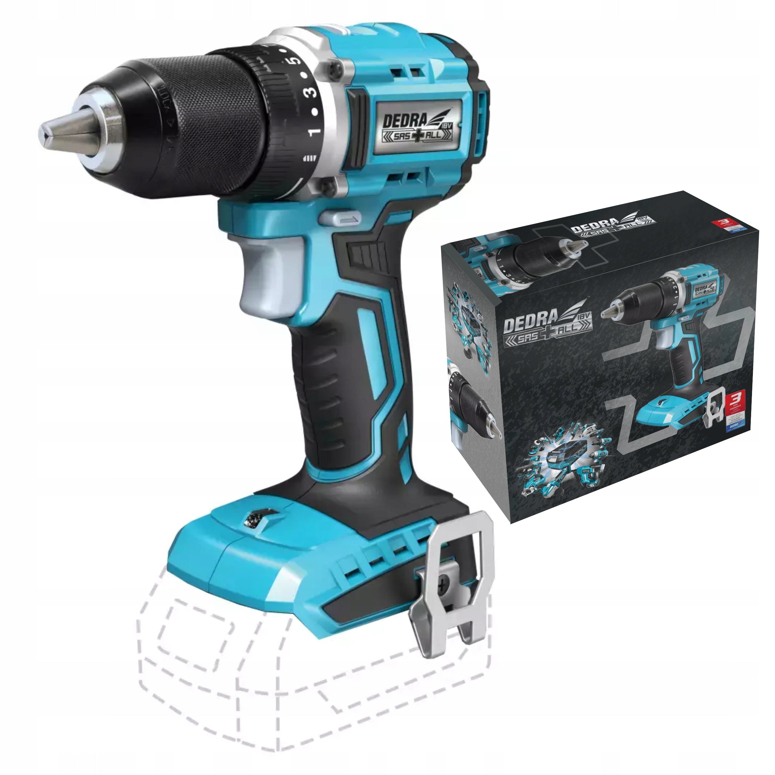 DEDRA BRUSHLESS CORDLESS DRILLING MACHINE DED7143 18V 50Nm Series SAS+ALL