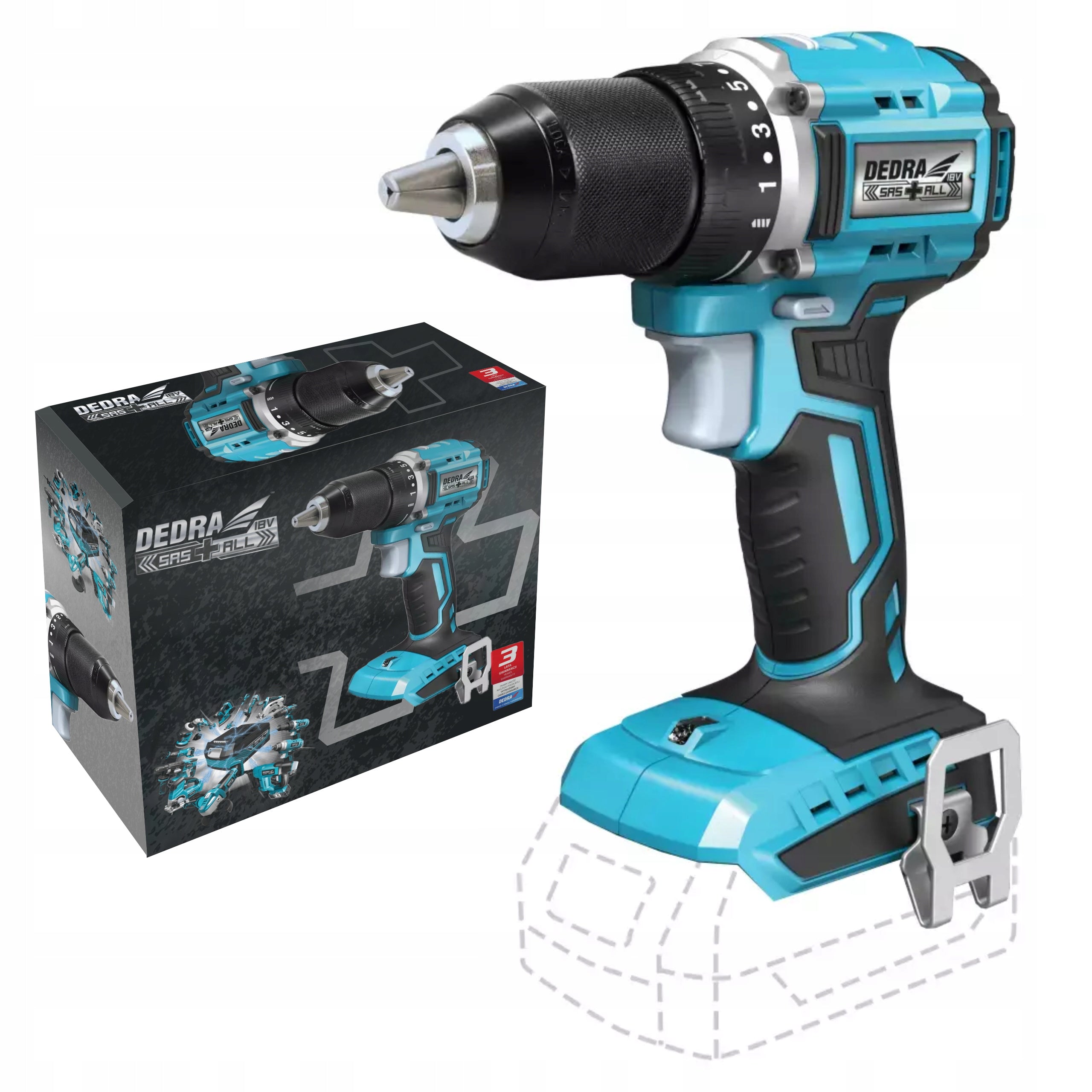 DEDRA BRUSHLESS CORDLESS DRILLING MACHINE DED7143 18V 50Nm