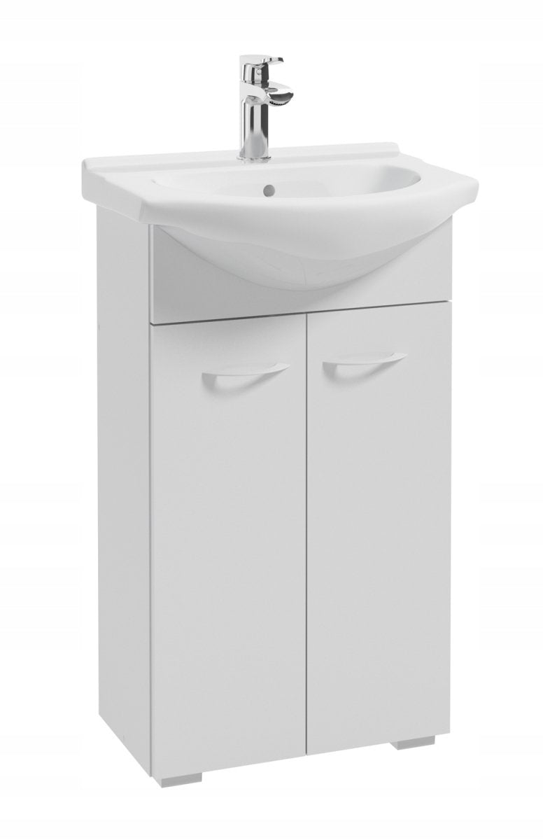 Badezimmerschrank Defra D45 2D0S mit Waschbecken Tomaso 095-D-04501+1569, weiß