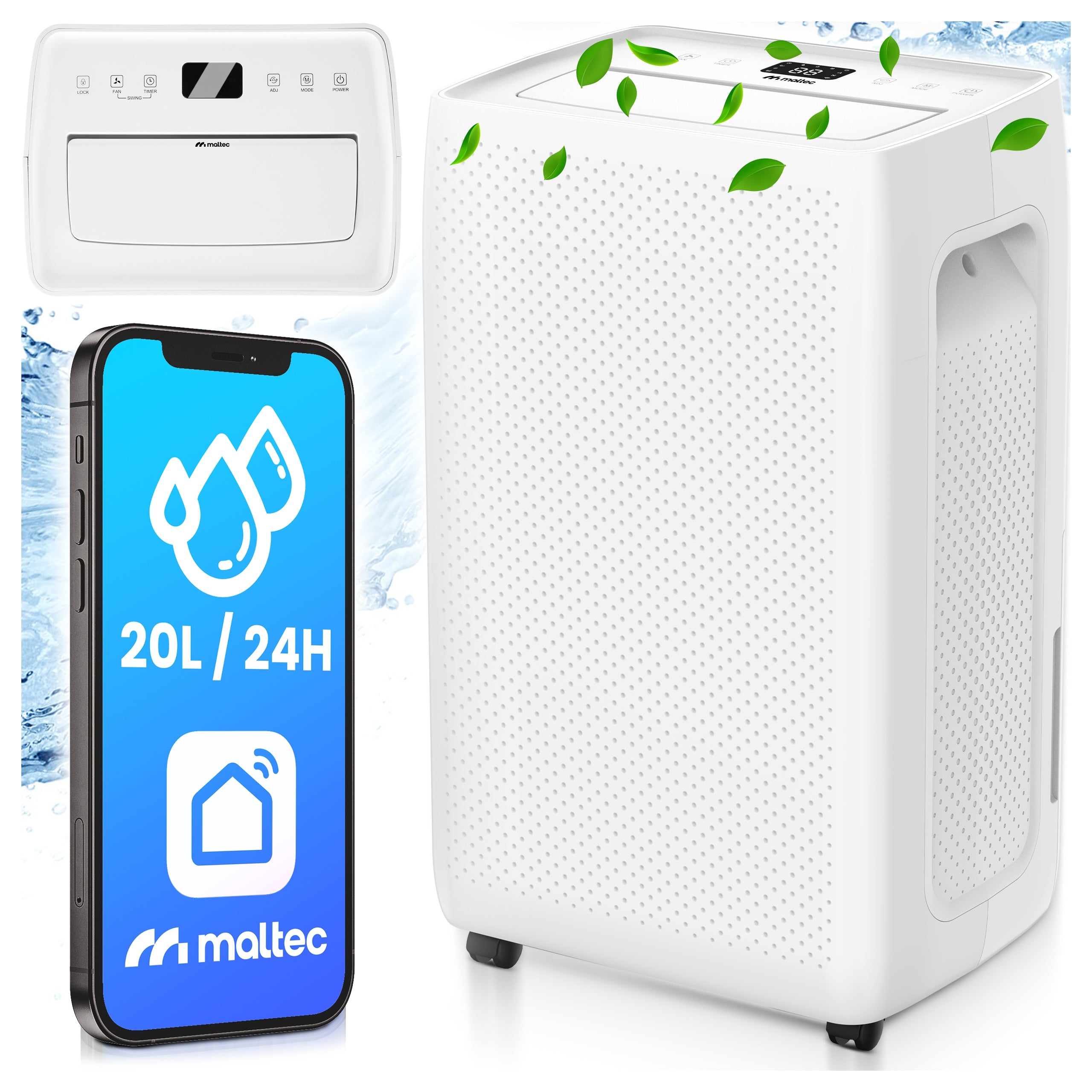 DEHUMIDIFIER 20L/24H MOISTURE ABSORBER PURIFIER WIFI HYGROSTAT