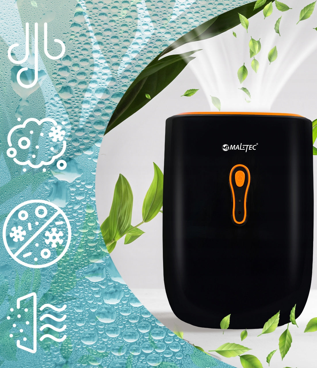 DEHUMIDIFIER MOISTURE ABSORBER QUIET EFFICIENT MALTEC 0,8L BLACK Model DH-800