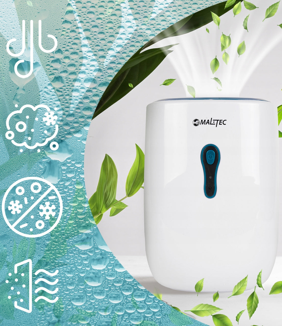 DEHUMIDIFIER MOISTURE ABSORBER QUIET EFFICIENT MALTEC 0,8L Model DH-800