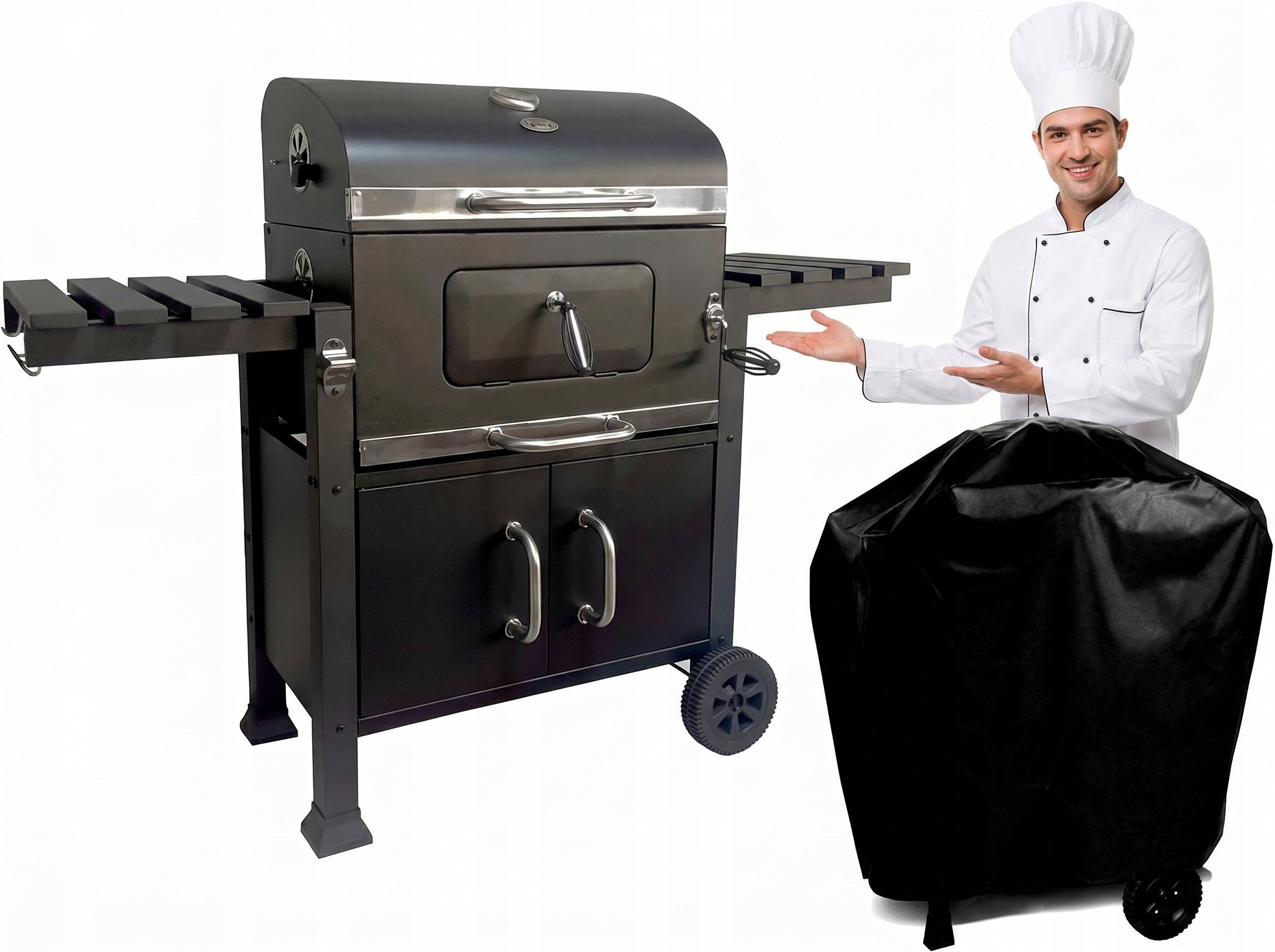 DEKRAFT ANGULAR CHARCOAL GRILL WITH CAST IRON GRATE CABINET AND COVER!!!