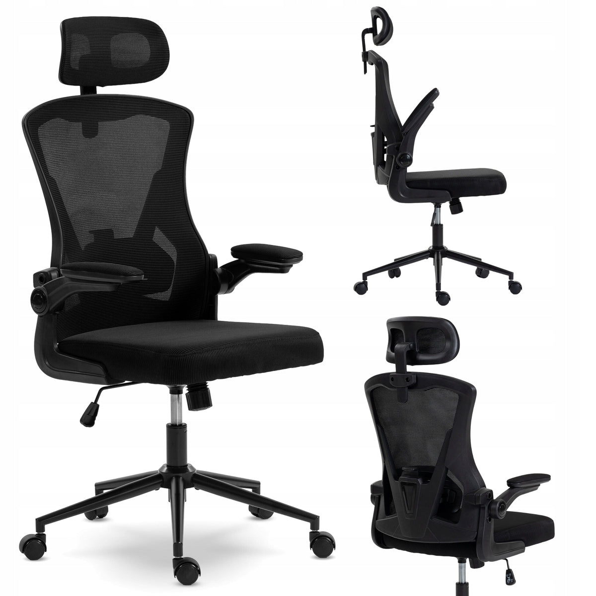 DELAGEAR M 330 swivel office chair black raised armrests