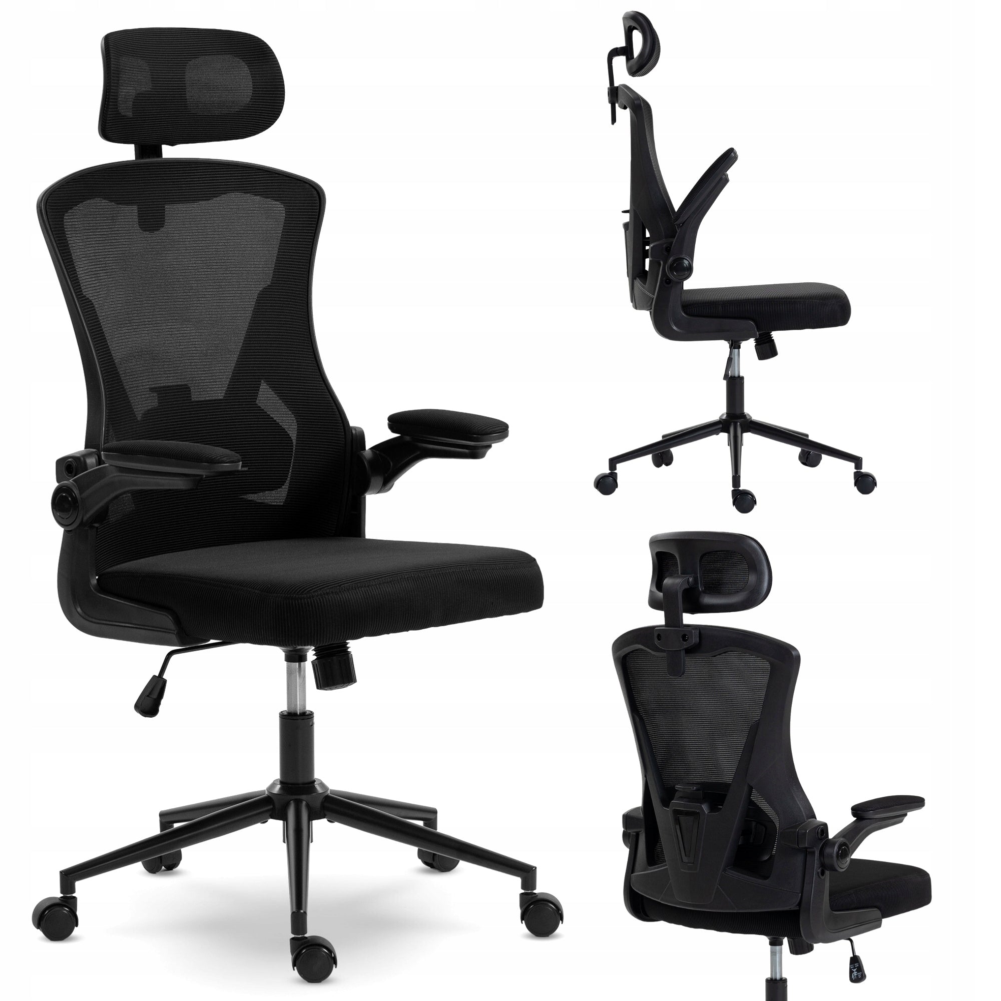 DELAGEAR M 330 swivel office chair black raised armrests