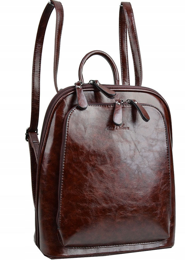 DELAURE BACKPACK women's shoulder bag Eco Leather A4 CHOCOLATE Brand no brand