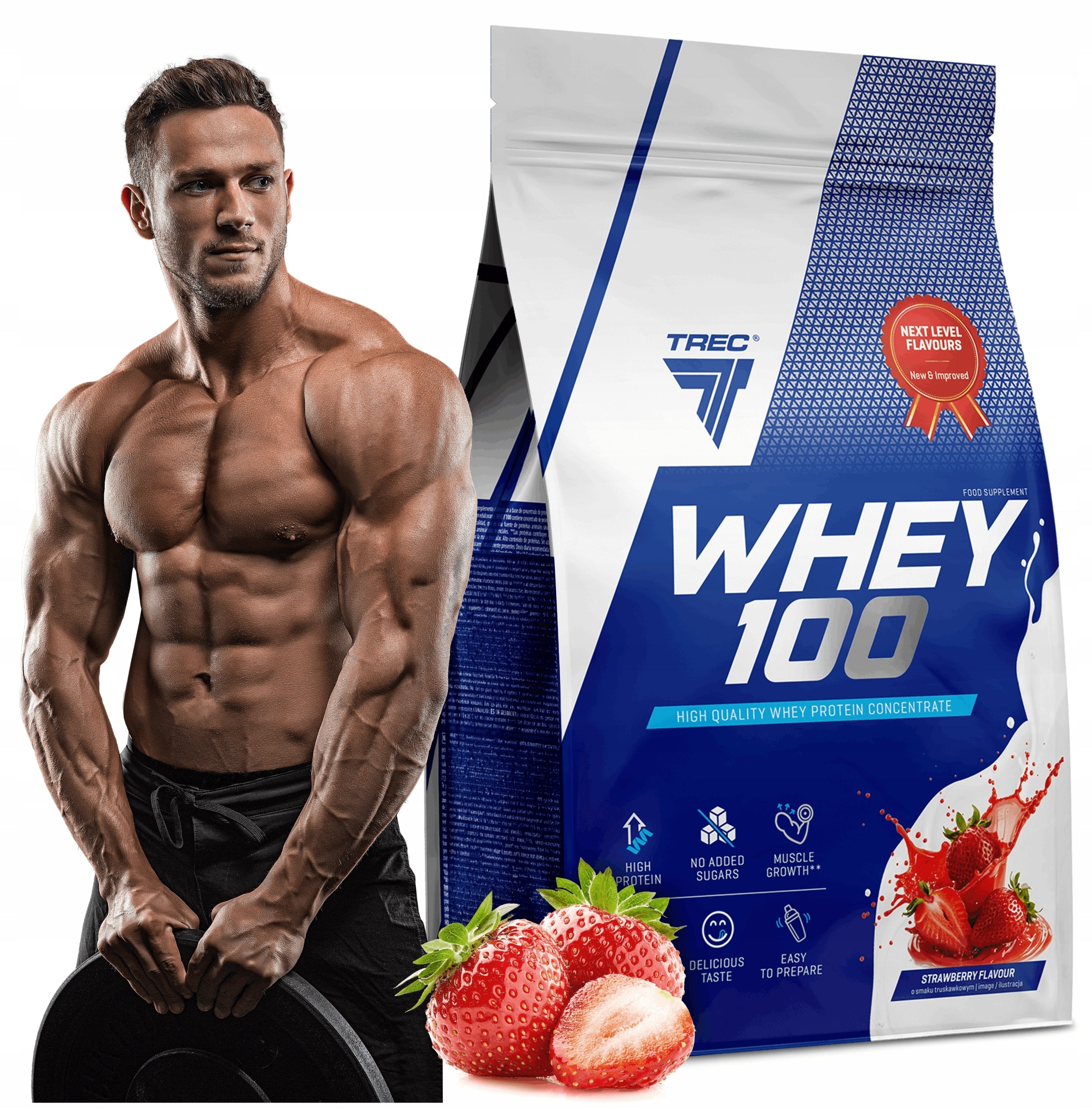 DELICIOUS PROTEIN WPC Trec Whey 100 900g PROTEINS FOR MASS MUSCLES FOR TRAINING