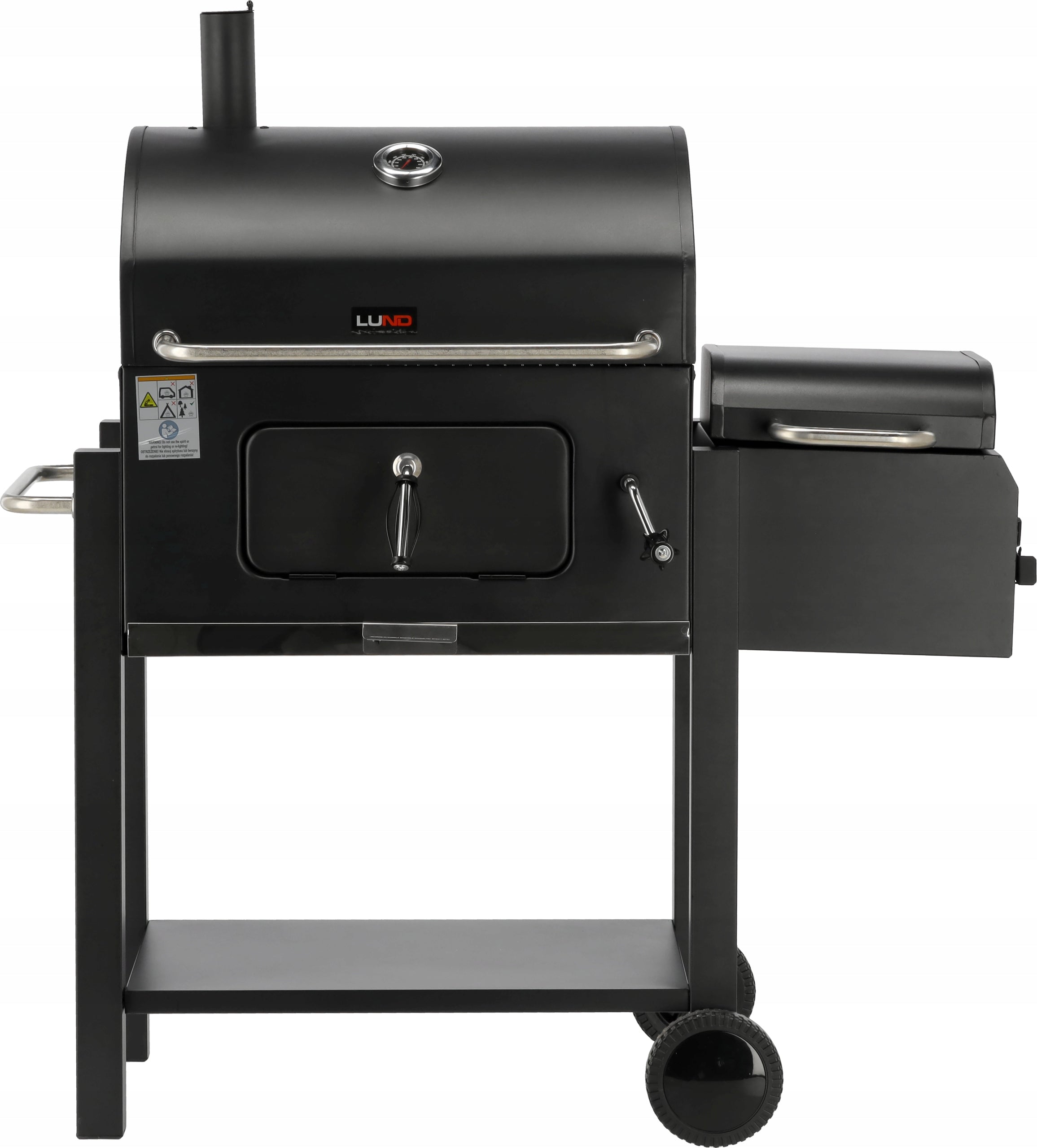 DELUXE CHARCOAL GARDEN GRILL WITH LID AND THERMOMETER WITH SMOKEHOUSE LUND Grill height 121 cm