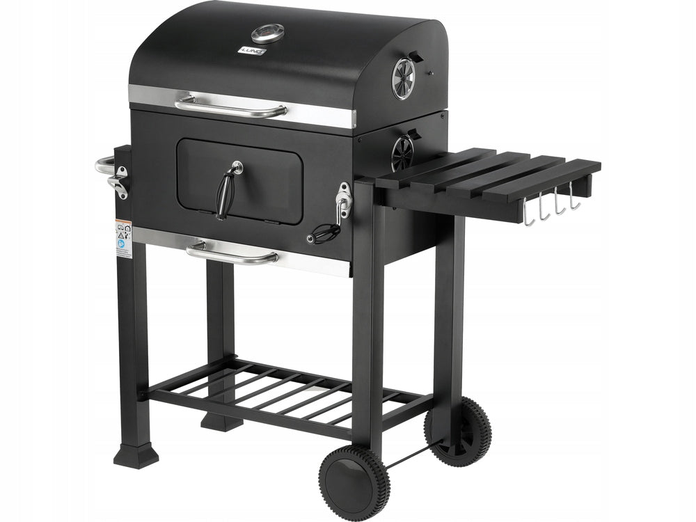 DELUXE CHARCOAL GARDEN GRILL WITH LID THERMOMETER CAST IRON GRATE LUND 99927 Packaging status original