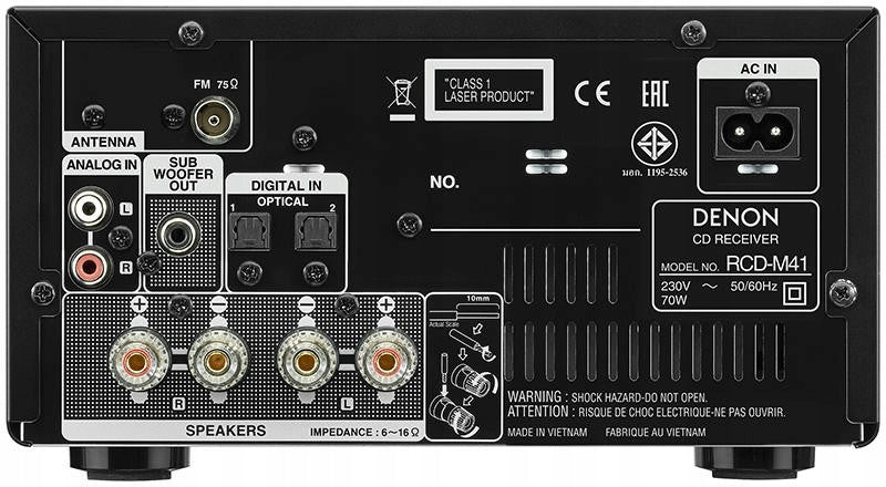 DENON RCD-M41 Receiver with CD FM Radio Stereo Black Stereo EAN (GTIN) 4951035061121