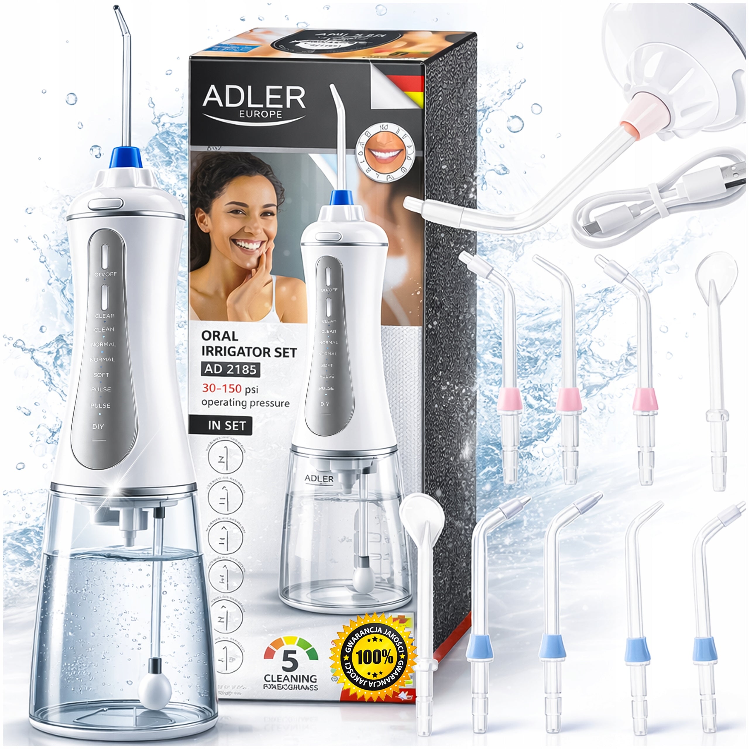 DENTAL IRRIGATOR WIRELESS 5 MODES 10el 10 BAR 2 PEOPLE